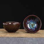1pc Kiln Change China Ceramic Tea Cup Temmoku Glaze Porcelain Kung Fu Cups Set Pottery Jianzhan Drinkware Tableware Wholesale