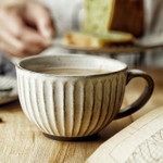 Retro Rough Pottery Ceramic Drinkware Water Tea Cup Pull Flower Latte Big Mouth Breakfast Dessert Home Decor Coffee Mug Set