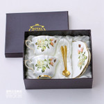 Afternoon Teacup and Saucer Set Gift Box Boreal Europe Style Bone China Porcelain Coffee Cup Pastoral White Rose