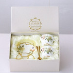 Afternoon Teacup and Saucer Set Gift Box Boreal Europe Style Bone China Porcelain Coffee Cup Pastoral White Rose