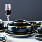 Luxury Blue Porcelain Dinnerware Set Ceramic Tableware Plates Dishes Bowl Set 1/2/4/6/8 Person Dining Set for Hotel Restaurant