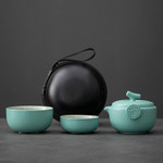 Green Ceramic Teapot Teacup Handmade Portable Travel Tea Sets Chinese Designer Retro Teaware Vintage Cups Unique Gift For Friend