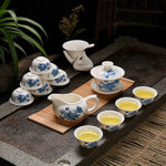 Bone China Ceramic Kung Fu Tea Set Gift Relief Dragon Porcelain 14pcs of Tea Suit with Gaiwan Tea Cups W $