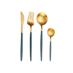 WORTHBUY 4/8/16/24 Pcs Western Gold Cutlery Set Stainless Steel Tableware Set Kitchen Knife Fork Spoon Dinnerware Flatware Set