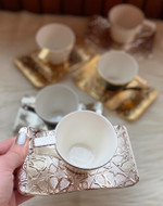 English Espresso Cups Saucers With 12 Pcs porcelain Gold Coffee Cup White Latte Glass Black Gold Coffee Tea Mug Macchiato cup