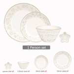Ceramic Plates and Bowls Set Dinner Food Plates Dishes Salad Soup Bowl Klin Glaze White Creative Dinnerware Set for Restaurant