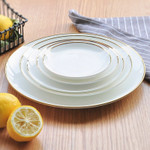 Gold Edge Ceramic Plate Dish White Porcelain Tableware Western-style Dinner Dishes and Plates Sets