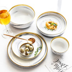1pc Glod Marble Ceramic Dinner Dish Plate Rice Salad Noodles Bowl Soup Plates Dinnerware Sets Tableware Kitchen Cook Tool