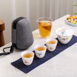 2021 Hand Painted Jade Porcelain ceramic teapot gaiwan with 3 cups a tea sets portable travel tea set with travel bag drinkware