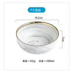 1pc Glod Marble Ceramic Dinner Dish Plate Rice Salad Noodles Bowl Soup Plates Dinnerware Sets Tableware Kitchen Cook Tool