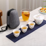2021 Hand Painted Jade Porcelain ceramic teapot gaiwan with 3 cups a tea sets portable travel tea set with travel bag drinkware