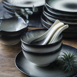 Ceramic Plate Black Mist Creative Japanese Tableware Set Vintage Bowl Dish Rice Bowl Soup Bowl Dish Western Steak Plate