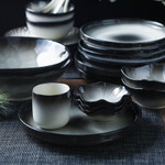 Ceramic Plate Black Mist Creative Japanese Tableware Set Vintage Bowl Dish Rice Bowl Soup Bowl Dish Western Steak Plate