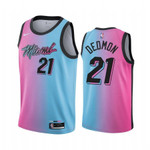 Dewayne Dedmon Miami Heat 2021 City Edition Blue Pink #21 Nba Jersey