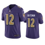 Ravens Rashod Bateman #12 Color Rush Limited Purple Jersey, Men