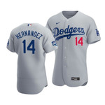 Men's Los Angeles Dodgers Enrique Hernandez #14 2020 World Series Champions Alternate MLB Jersey Gray
