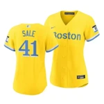 Red Sox Chris Sale #41 2021 City Connect Gold Women's MLB Jersey