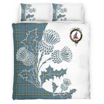 Clelland Clan Badge Thistle White Bedding Set