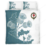 Laing Clan Badge Thistle White Bedding Set