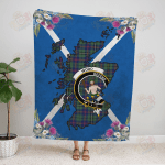 Wood Scotland Thistle Crest Tartan Premium Blanket