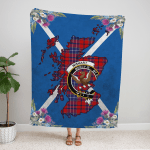 Wishart Scotland Thistle Crest Tartan Premium Blanket