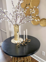 Gold Metal Tree Trunk Vase with Silver Bird