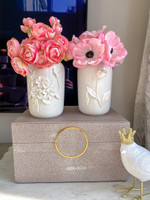 Mini White Vases w/ Floral Detail (Set of 2)