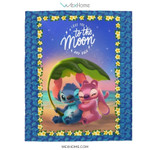 Stitch Blanket, Stitch I Love You To The Moon And Back Velveteen Plush Blanket Funny Design W1911