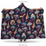 Colorful Mushroom Pattern Hooded Blanket