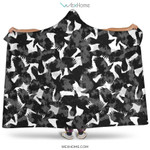 Crow Illustration Pattern Hooded Blanket