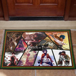 Eren Yeager And Mikasa Ackerman Attack On Titan Door Mat Anime Home Decor Custom For Fans NT052703