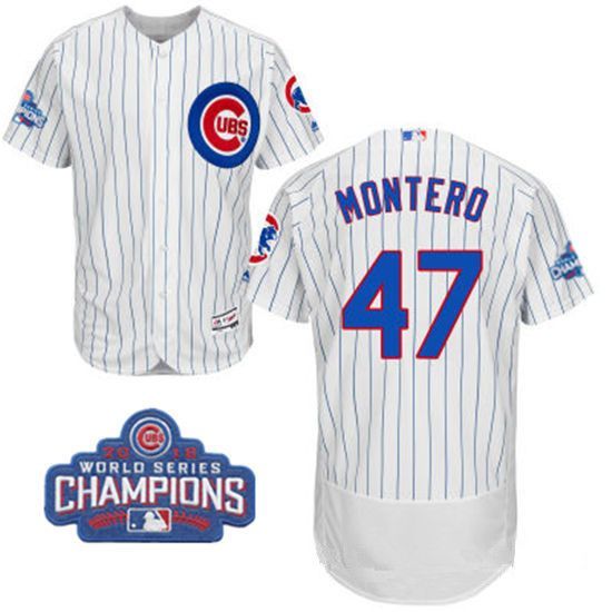 كوكيز بسكوت Men's Chicago Cubs #47 Miguel Montero White Home Majestic Flex ... كوكيز بسكوت