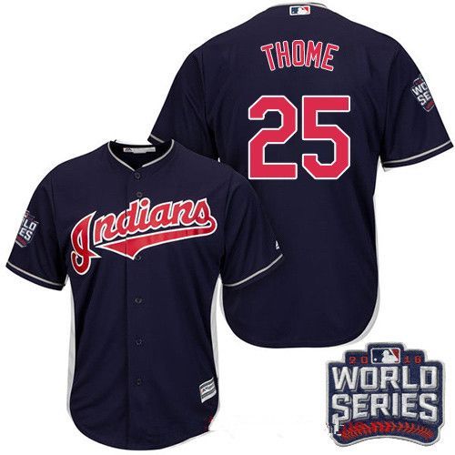 عروض مكيفات سبليت Men's Cleveland Indians #25 Jim Thome Cream Alternate 2016 World Series Patch Stitched MLB Majestic Cool Base Jersey حشرة الكتان