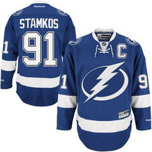 التطريز اليدوي Men's Tampa Bay Lightning #91 Steven Stamkos Reebok Blue Home ... التطريز اليدوي