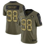 Men's Olive Las Vegas Raiders #98 Maxx Crosby 2021 Camo Salute To Service Limited Stitched Jersey Nfl