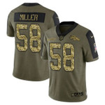 Men's Olive Denver Broncos #58 Von Miller 2021 Camo Salute To Service Limited Stitched Jersey Nfl