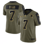 Men's Olive Dallas Cowboys #7 Trevon Diggs 2021 Salute To Service Golden Limited Stitched Jersey Nfl