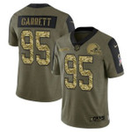 Men's Olive Cleveland Browns #95 Myles Garrett 2021 Camo Salute To Service Limited Stitched Jersey Nfl
