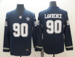 Men's Dallas Cowboys #90 Demarcus Lawrence Navy Therma Long Sleeve Limited Jersey Nfl