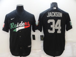 Men's Las Vegas Raiders #34 Bo Jackson Black Mexico Stitched Mlb Cool Base Nike Baseball Jersey Nfl