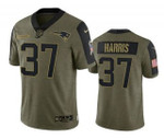 Men's New England Patriots #37 Damien Harris Olive 2021 Salute To Service Limited Stitched Jersey Nfl