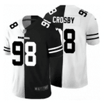 Men's Las Vegas Raiders #98 Maxx Crosby Black White Split Vapor Limited Stitched Jersey Nfl
