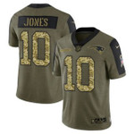 Men's Olive New England Patriots #10 Mac Jones 2021 Camo Salute To Service Limited Stitched Jersey Nfl