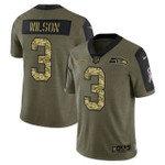 Men's Olive Seattle Seahawks #3 Russell Wilson 2021 Camo Salute To Service Limited Stitched Jersey Nfl