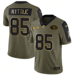 Men's Olive San Francisco 49Ers #85 George Kittle 2021 Camo Salute To Service Golden Limited Stitched Jersey Nfl