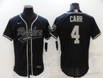Men's Las Vegas Raiders #4 Derek Carr Black Stitched Mlb Flex Base Nike Baseball Jersey Nfl