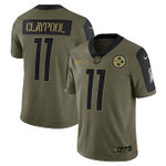 Men's Pittsburgh Steelers #11 Chase Claypool Nike Olive 2021 Salute To Service Limited Player Jersey Nfl