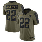 Men's Carolina Panthers #22 Christian Mccaffrey Nike Olive 2021 Salute To Service Limited Player Jersey Nfl