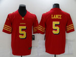 Men's San Francisco 49Ers #5 Trey Lance Red Gold 2021 Vapor Untouchable Stitched Nfl Nike Limited Jersey Nfl