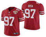 Men's San Francisco 49Ers #97 Nick Bosa Red 75Th Anniversary Patch 2021 Vapor Untouchable Stitched Nike Limited Jersey Nfl